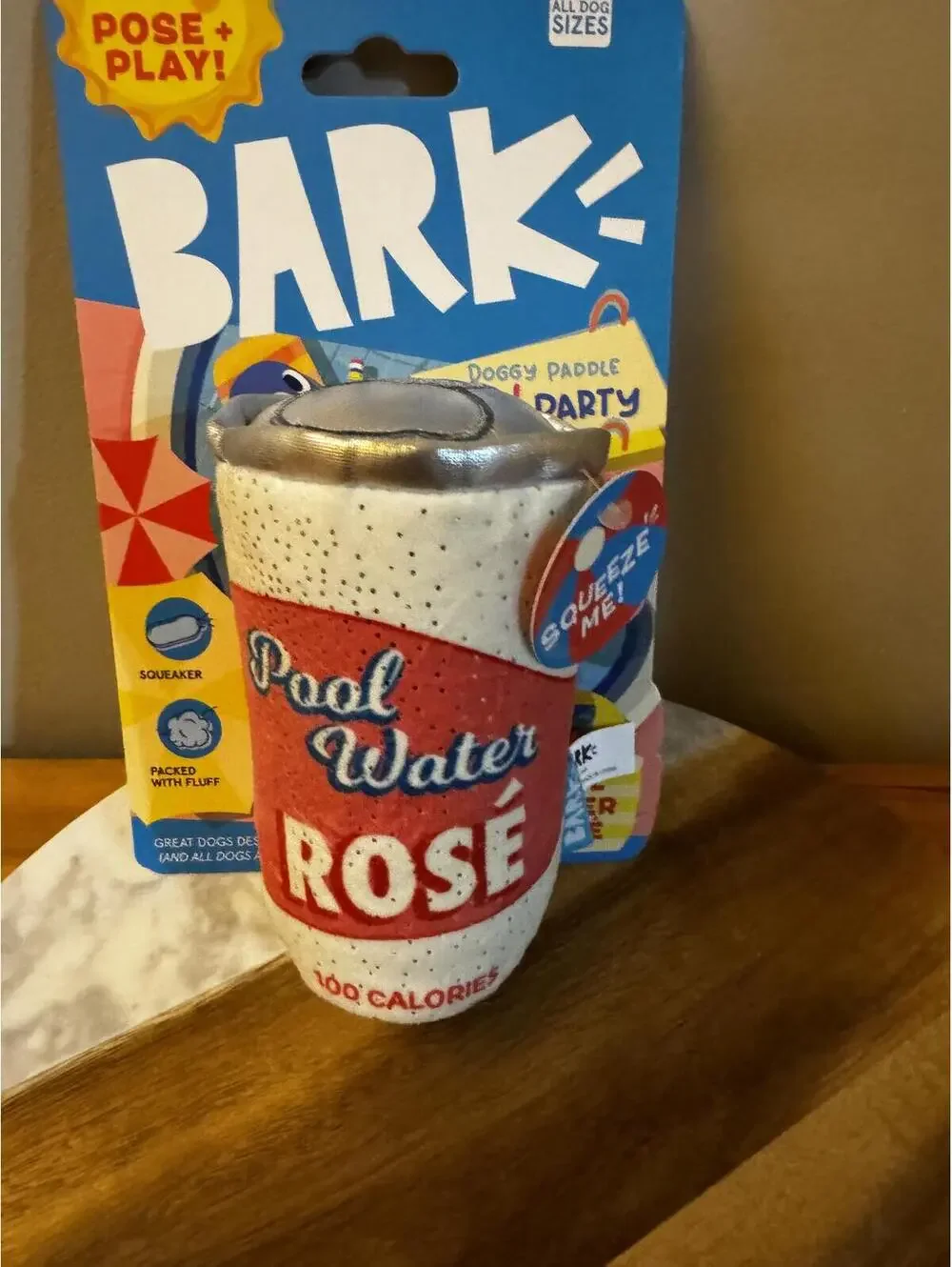 BARK Pool Water Rosé Squeaky Dog Toy - New in Package