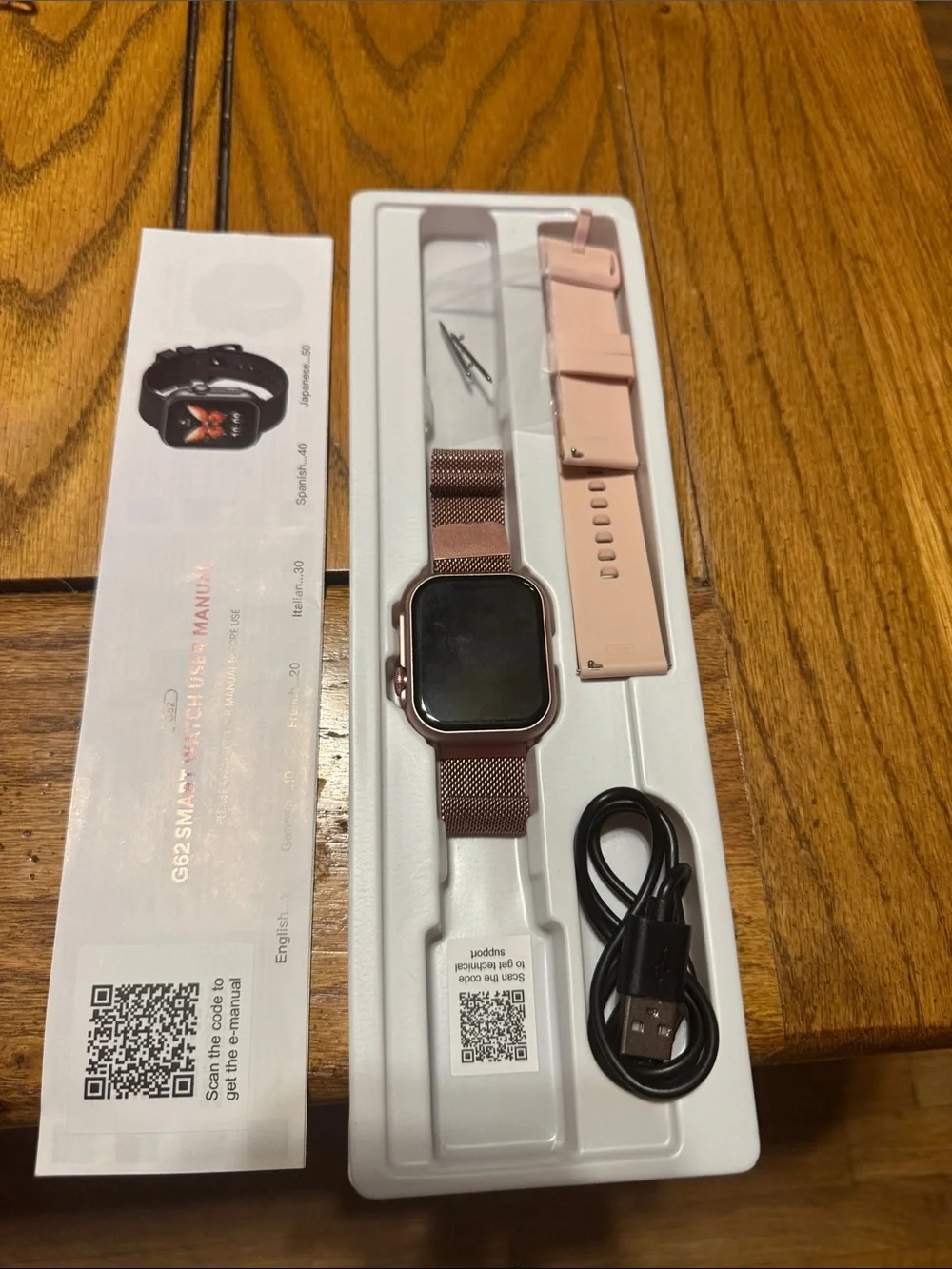 Rose Gold Smartwatch with Mesh and Silicone Bands - Unbranded