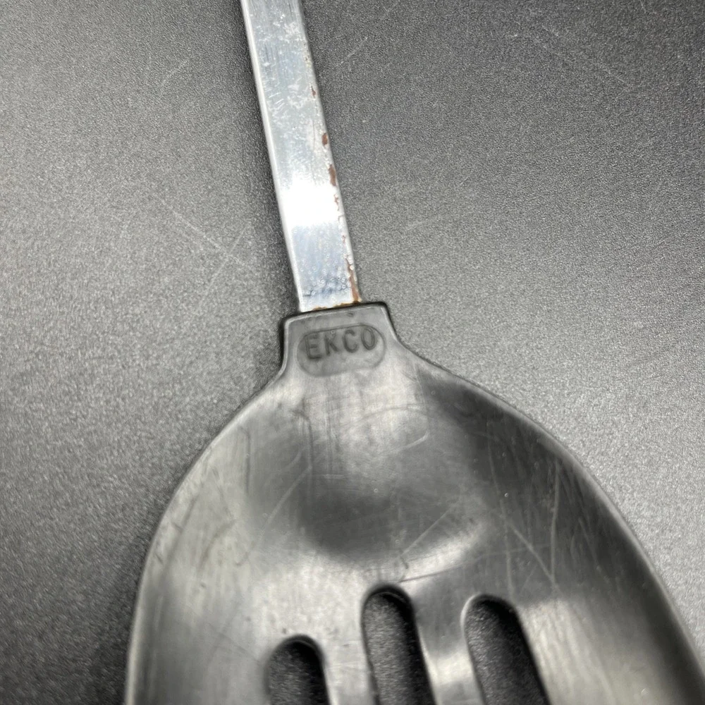 Vtg EKCO Nylon Slotted Spoon Cooking Serving Black Heat Resistant 400° F 12