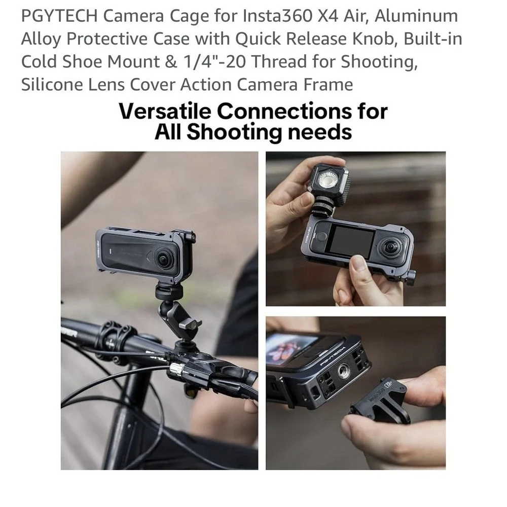PGYTECH Camera Cage for Insta360 X4. Aluminum‎ Alloy Protective Case