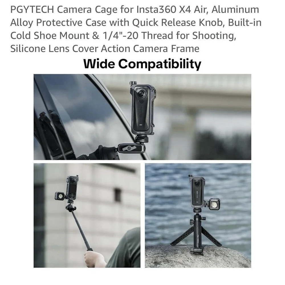 PGYTECH Camera Cage for Insta360 X4. Aluminum‎ Alloy Protective Case