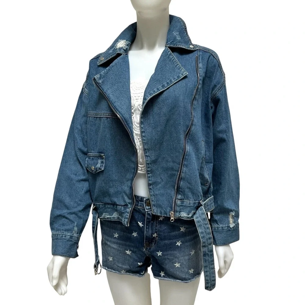 90's GAP Star Print Boyfriend Jean Shorts Faded‎ Trushed Distressed Grunge Goth