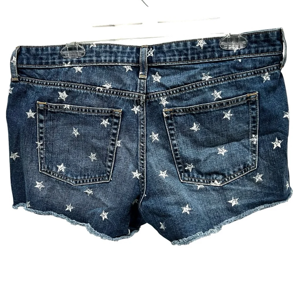 90's GAP Star Print Boyfriend Jean Shorts Faded‎ Trushed Distressed Grunge Goth