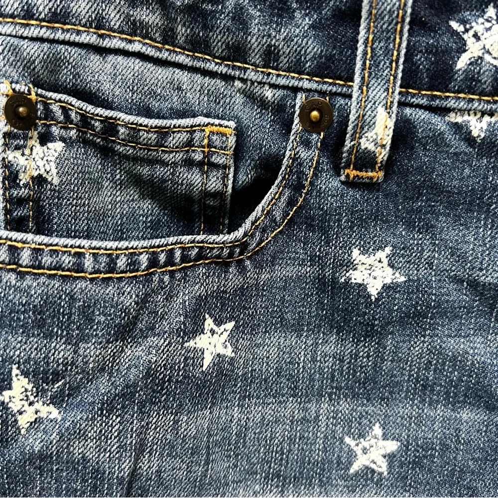 90's GAP Star Print Boyfriend Jean Shorts Faded‎ Trushed Distressed Grunge Goth