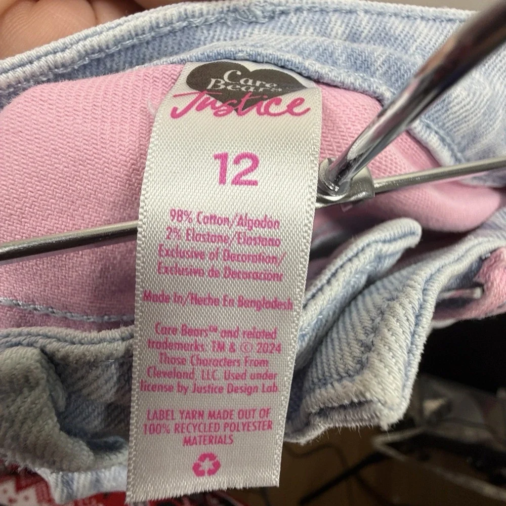 Justice Care Bears Jeans‎ 12Y Flare Leg Colorblock Pastel Y2K Light Wash