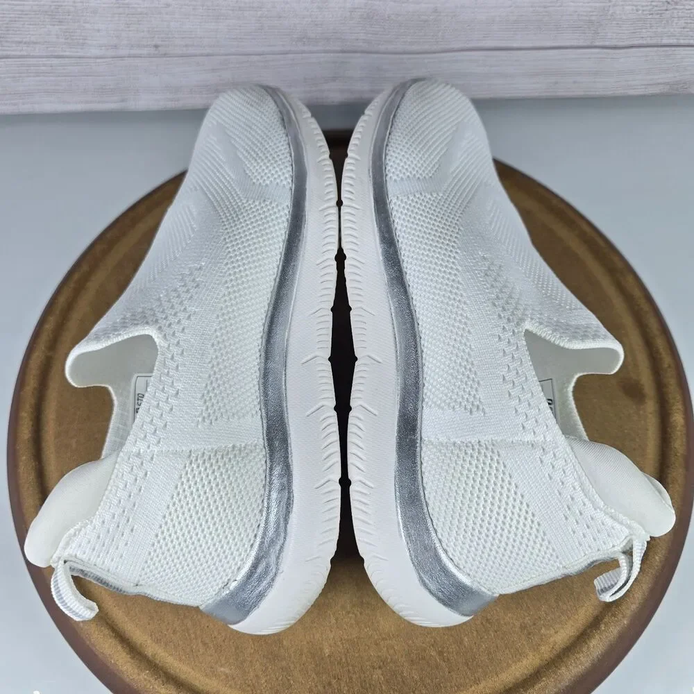 STQ Slip On White Knit Shoes Womens Breathable Fashion Comfort Sneakers Size 7