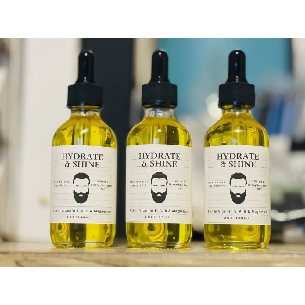 Hydrate & Shine Beard Oil with Vitamins E, A, B‎ & Natural Growth Oil 2oz/60ml
