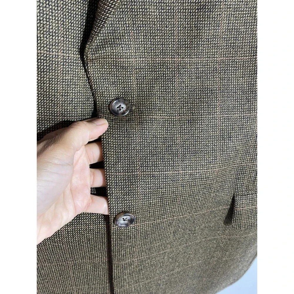 Burberry Blazer‎ Mens 46L Burberry Blue Wool Windowpane Corpcore Office Business
