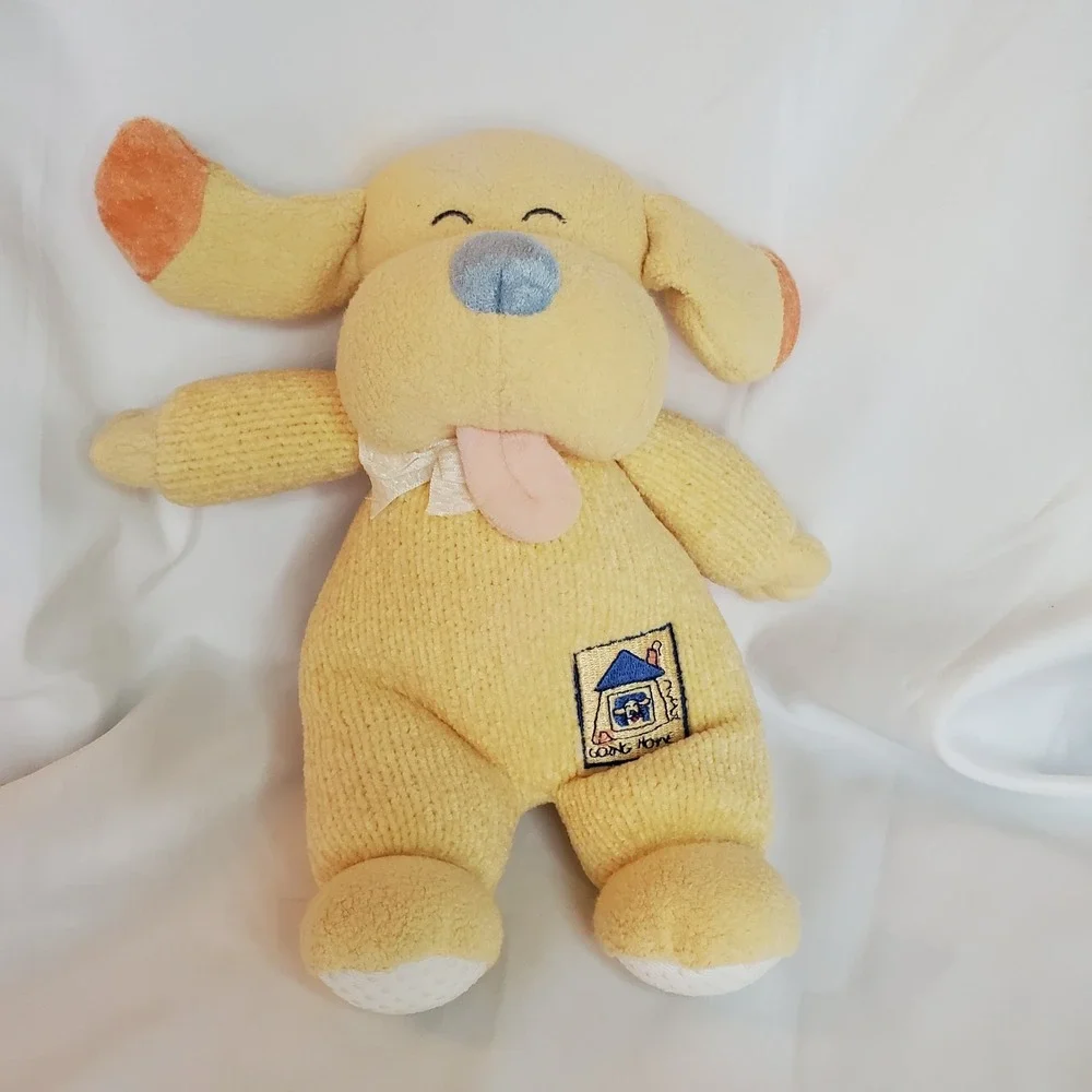 Carters Emu Namae Going Home Yellow Plush Puppy Dog Baby Rattle‎ Vintage 2000