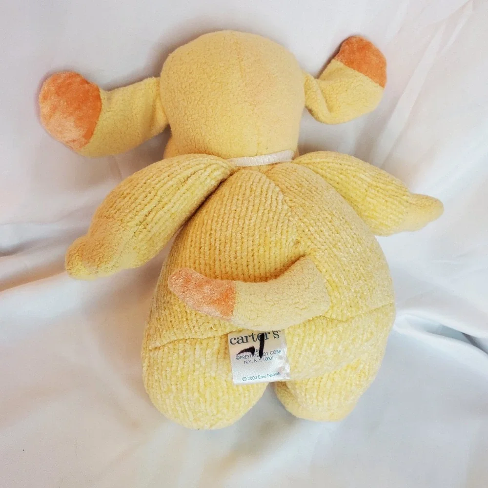 Carters Emu Namae Going Home Yellow Plush Puppy Dog Baby Rattle‎ Vintage 2000
