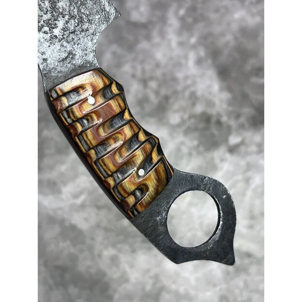Custom Hand Made Carbon Steel Karambit Knife with Sheath #1797