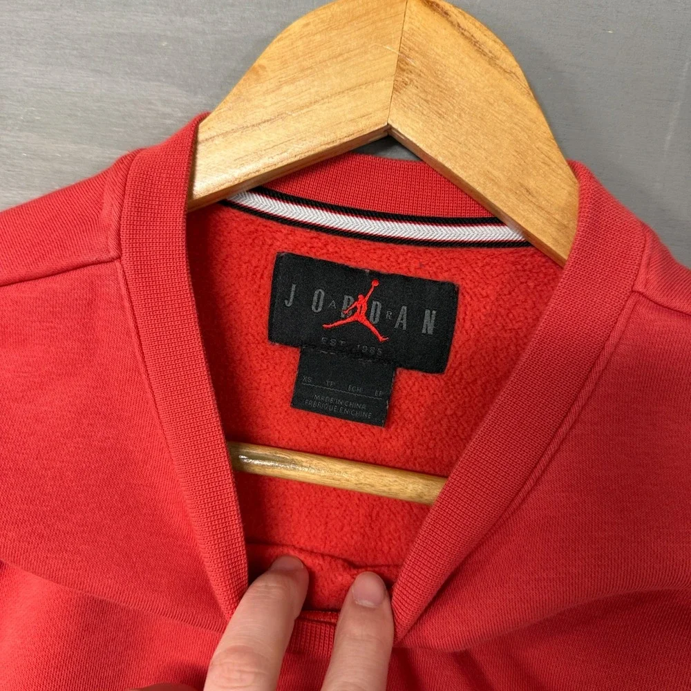 Jordan Crewneck Sweatshirt Red Jumpman Logo Fleece Pullover XS