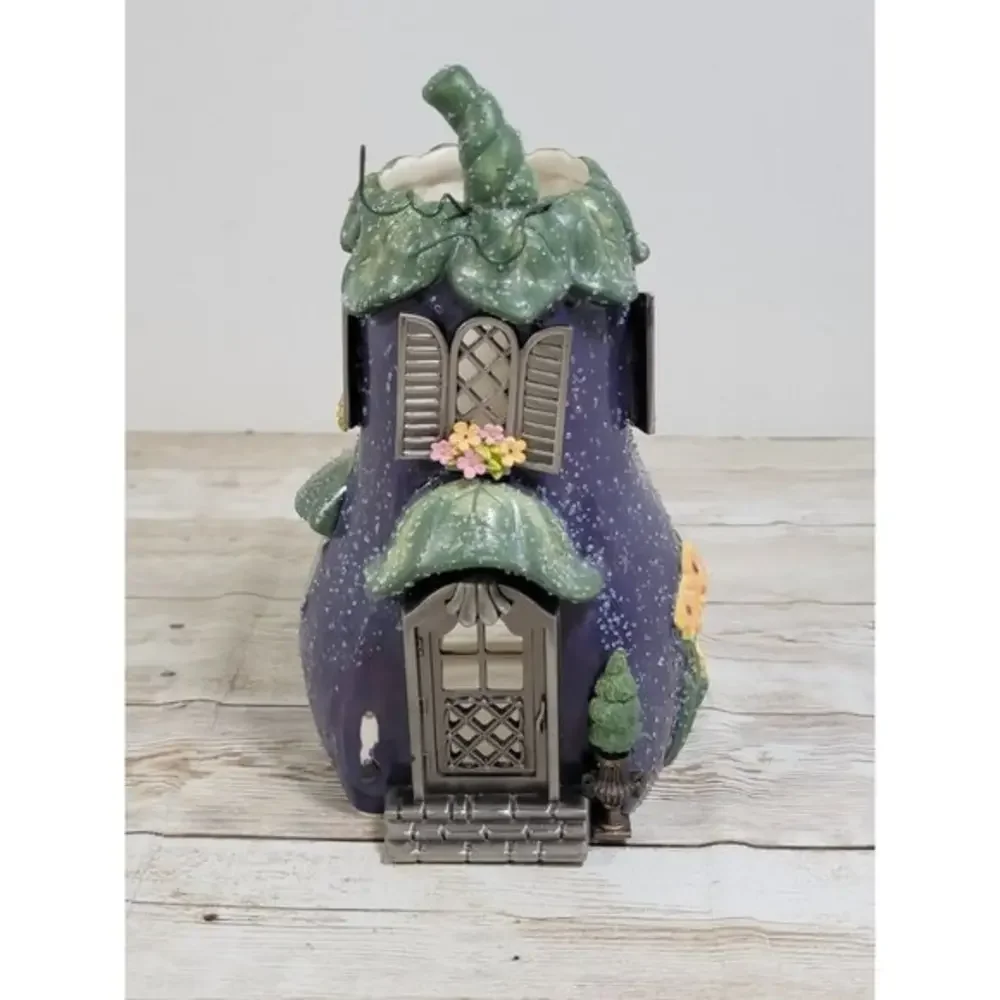 PartyLite Ceramic Cottage Eggplant Villa Tealight Votive Candle Holder‎ #2