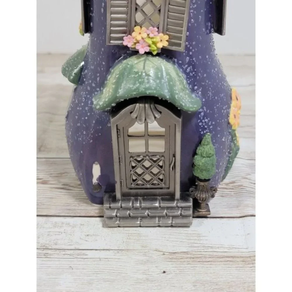 PartyLite Ceramic Cottage Eggplant Villa Tealight Votive Candle Holder‎ #2
