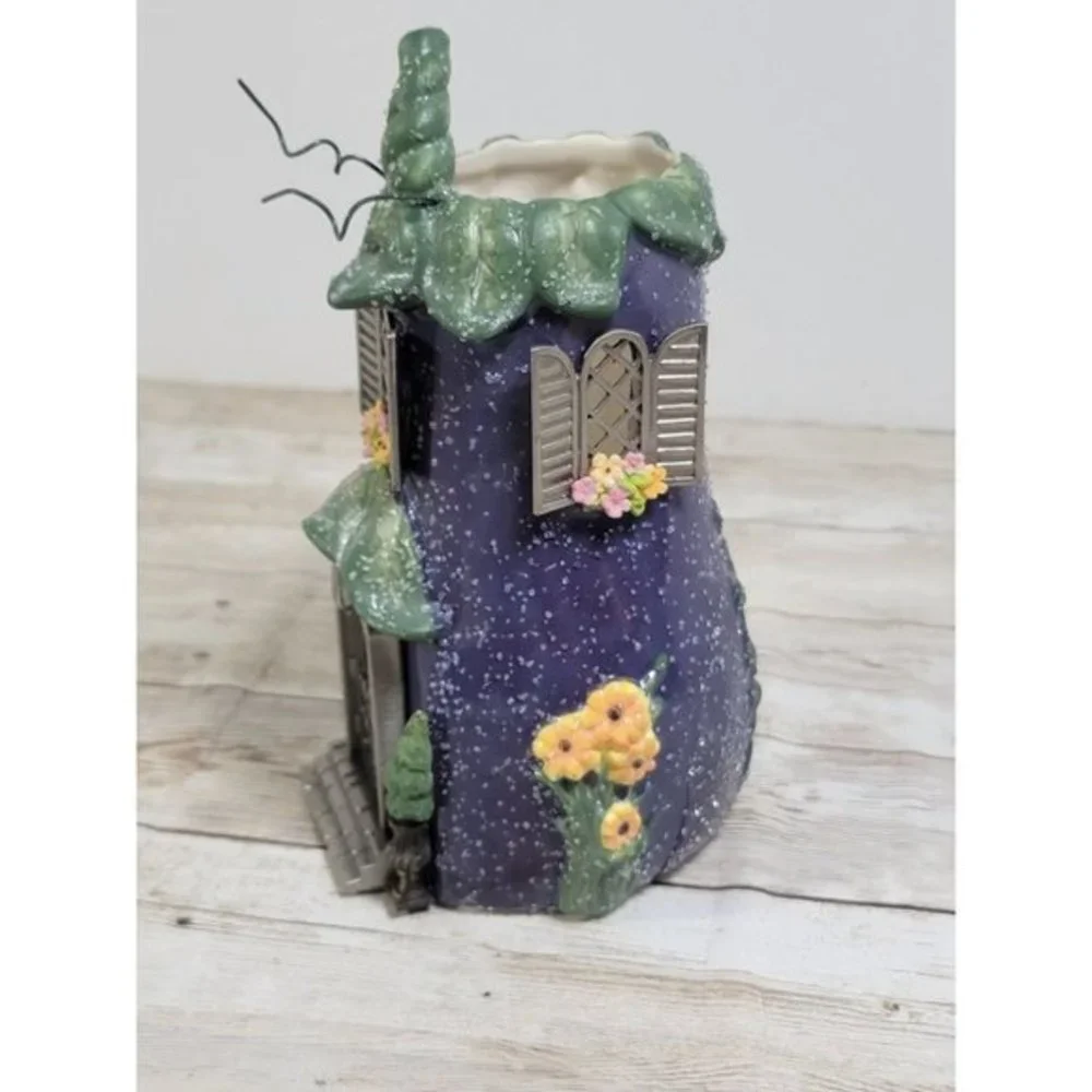PartyLite Ceramic Cottage Eggplant Villa Tealight Votive Candle Holder‎ #2