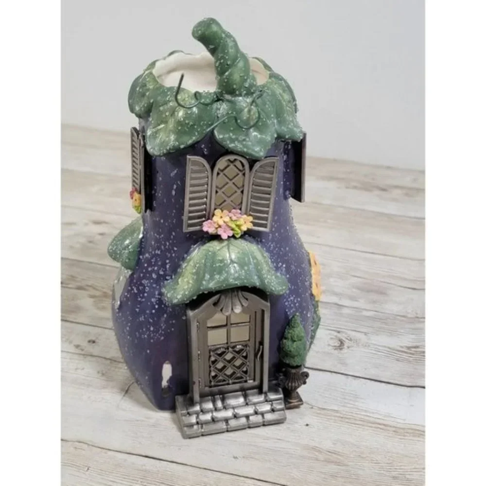PartyLite Ceramic Cottage Eggplant Villa Tealight Votive Candle Holder‎ #2