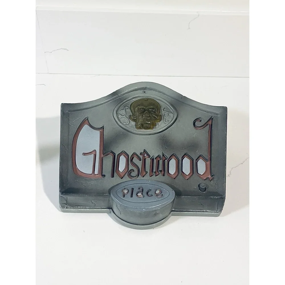 Gemmy Halloween Prop Decoration Ghostwood Place Tombstone- Spooky Lights & Sound