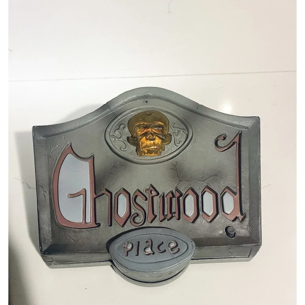 Gemmy Halloween Prop Decoration Ghostwood Place Tombstone- Spooky Lights & Sound