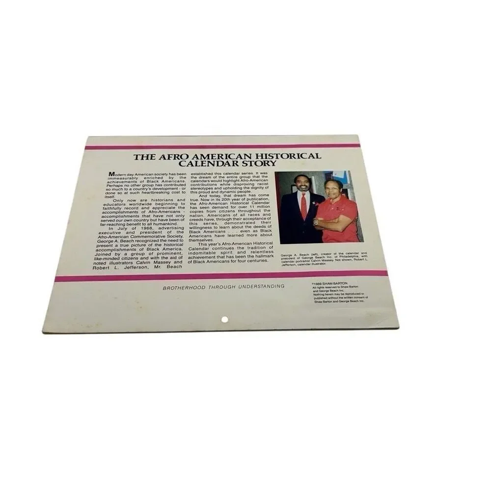 The Afro-American Historical Calendar find calendar interest
