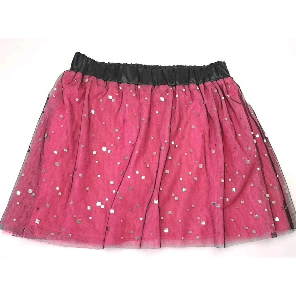 SO Girl's M 10-12 Sequin Bubble Foil Tulle Skirt ‎ Layered Lined Balletcore