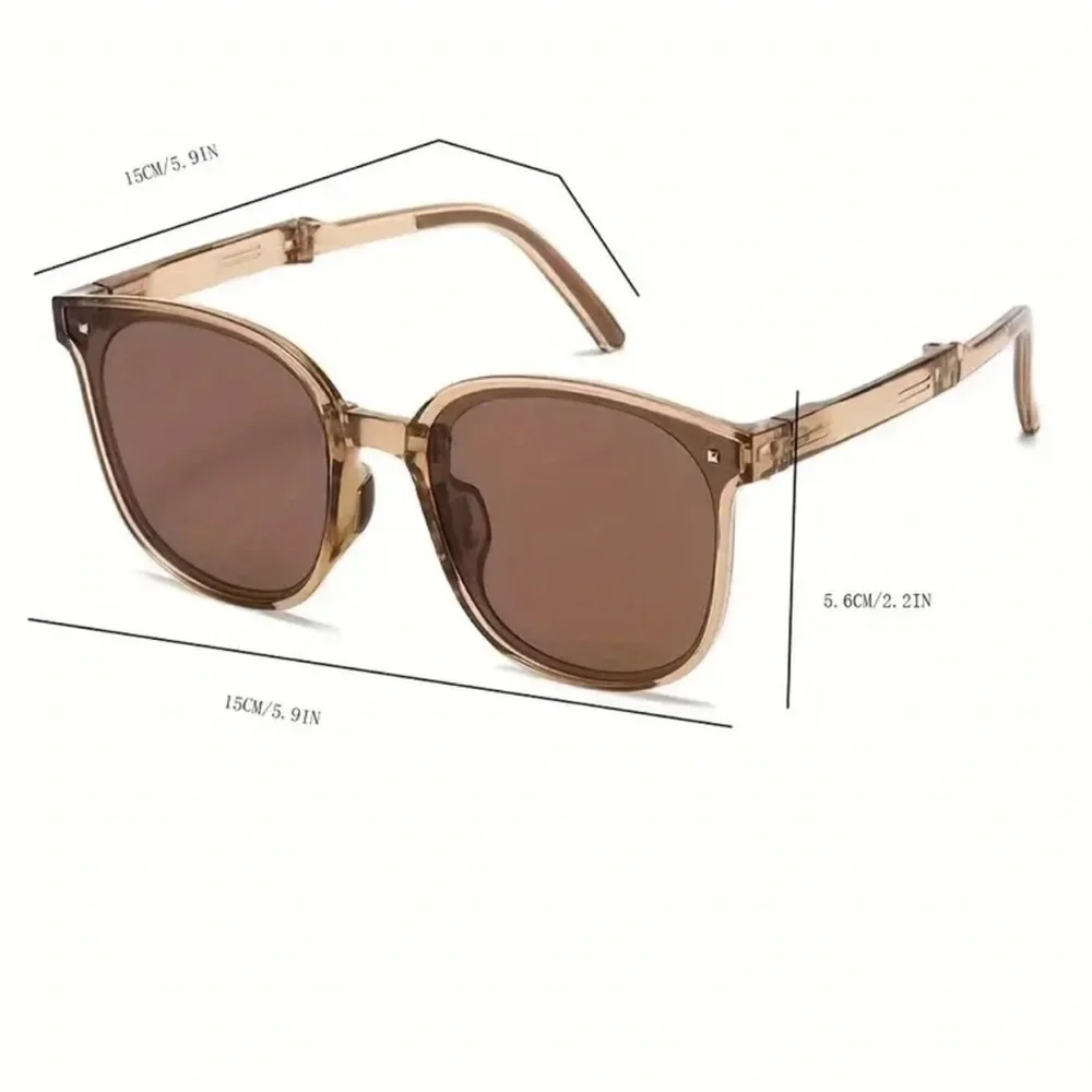 Foldable Square Frame Sunglasses, High-Quality Polarized Lenses, With Case