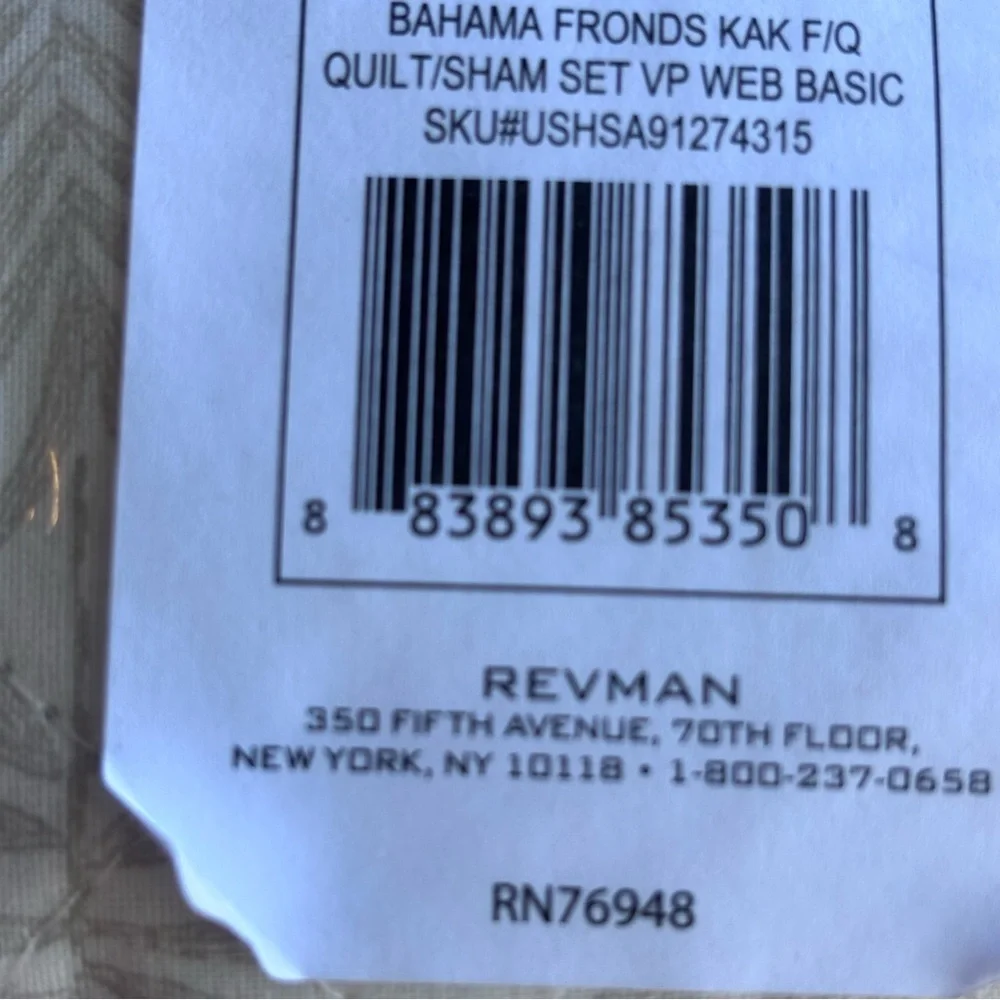 Tommy Bahama Queen Quilt Set, Reversible Cotton Set Shams,Frond Leaf Khaki,Queen
