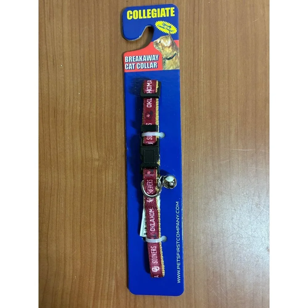 NWT NCAA Oklahoma Sooners Cat Collar Break Away Bell 8-12