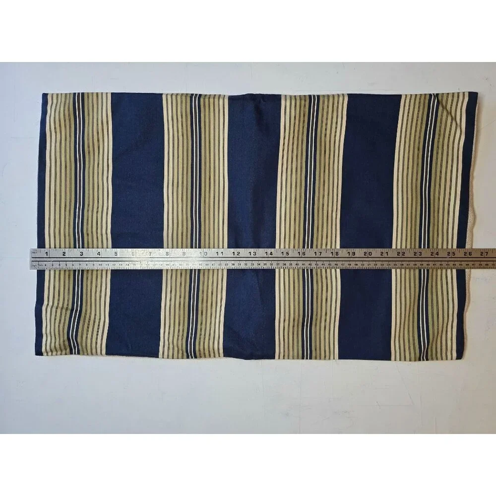 Pottery Barn Navy Cream Striped Cotton & Linen Pillow Cover With‎ Button Closure