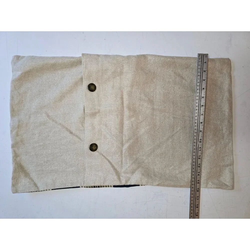 Pottery Barn Navy Cream Striped Cotton & Linen Pillow Cover With‎ Button Closure