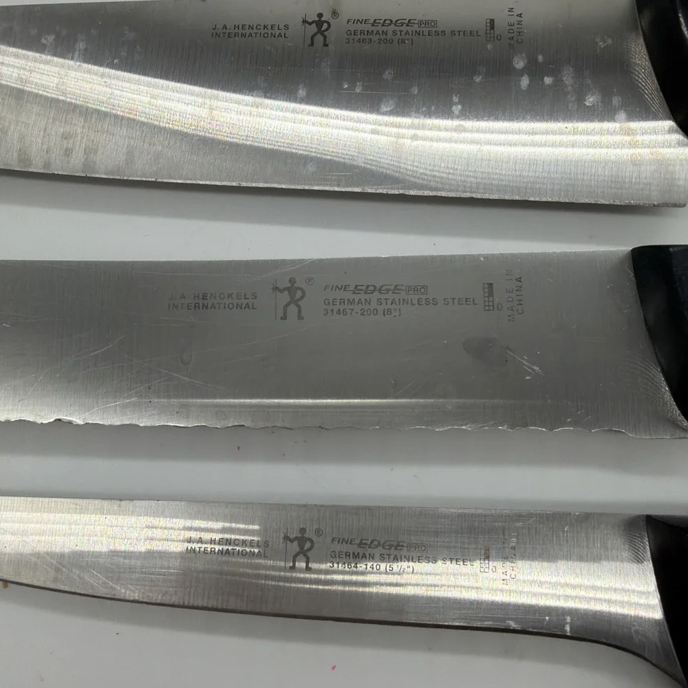 J.A. Henckels International Lot of 6 Knives Stainless Chef Paring Serrated Bread