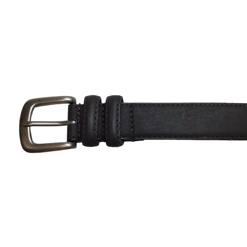 Kid's Boy's Dark Brown Silver Buckle Genuine‎ Bonded Leather Dress Belt Size 20
