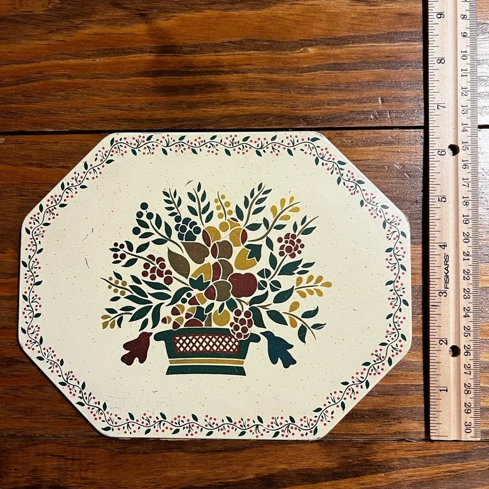 Vintage Floral / Fruit Decorative Basket