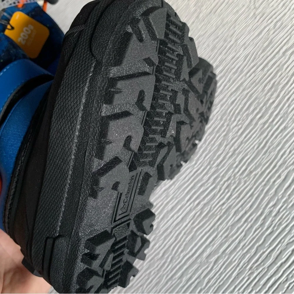nwt Columbia Youth Powderbug Plus II Print Boot in Blue Black Size 6 & 7 Toddler