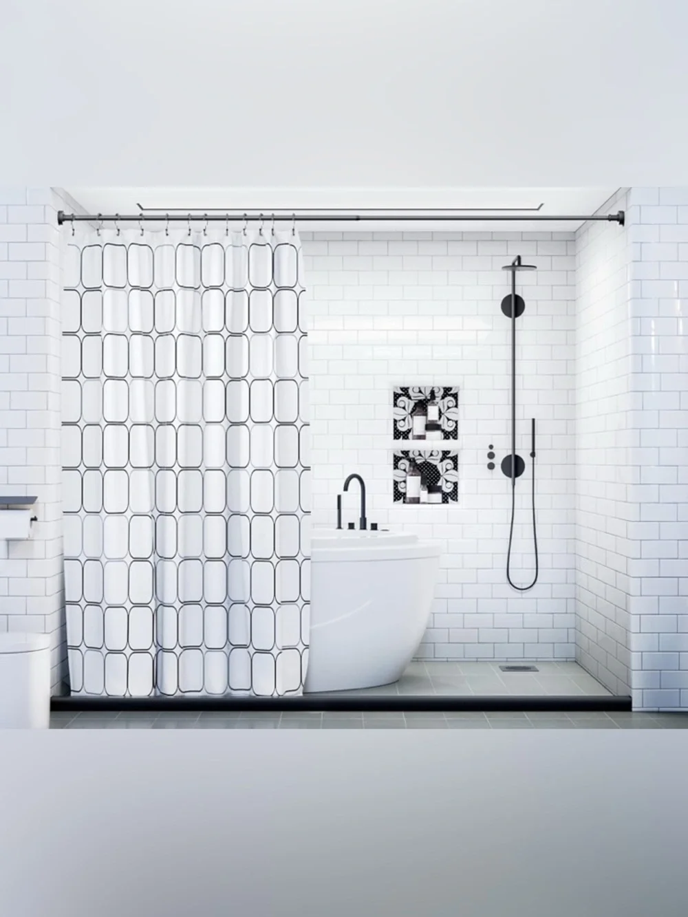 Bloomflower Black Shower Curtain Rod 18-72” Heavy Duty Tension Rod New