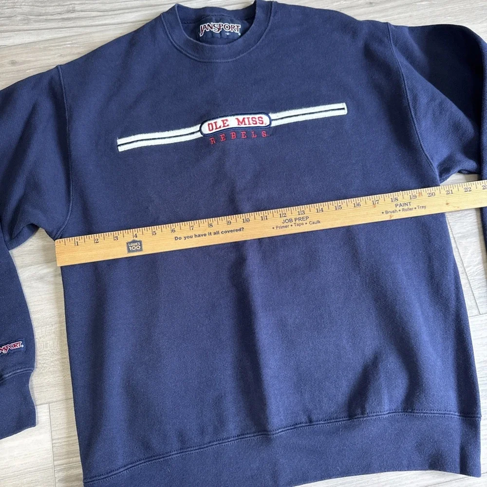 Vintage JanSport Ole Miss Rebels Crewneck Sweatshirt Navy Blue Mens Sz Medium