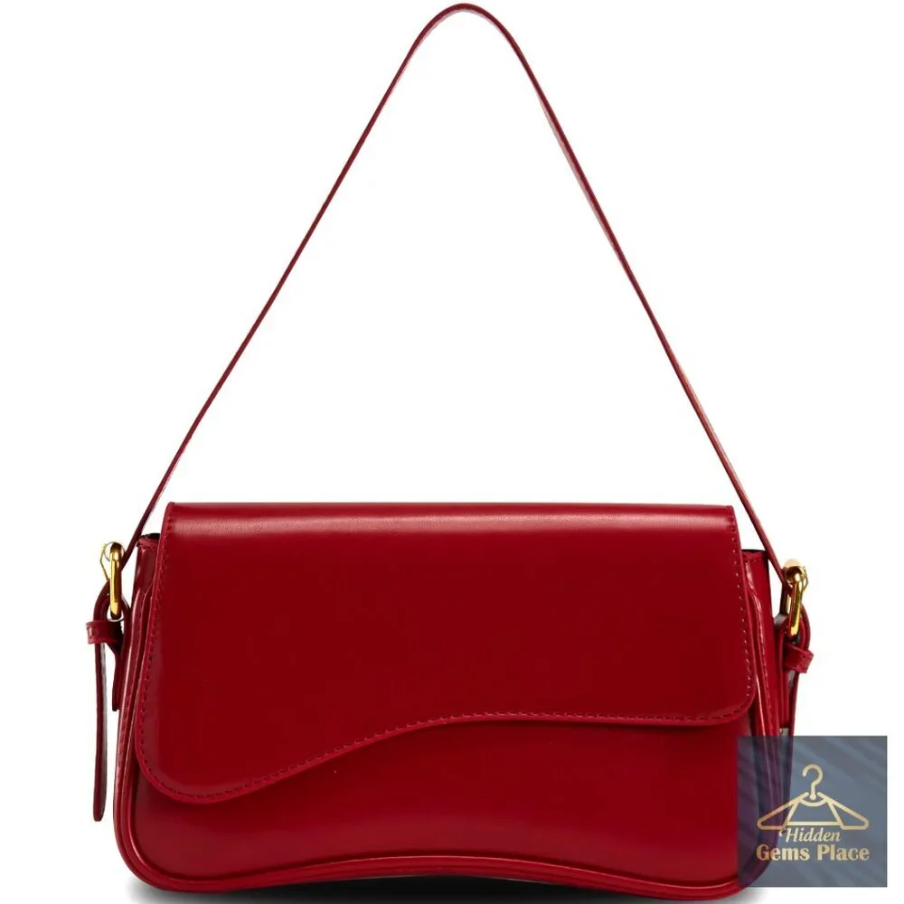 PU Leather Hobo Shoulder Bag with Adjustable Straps, 3 Compartments