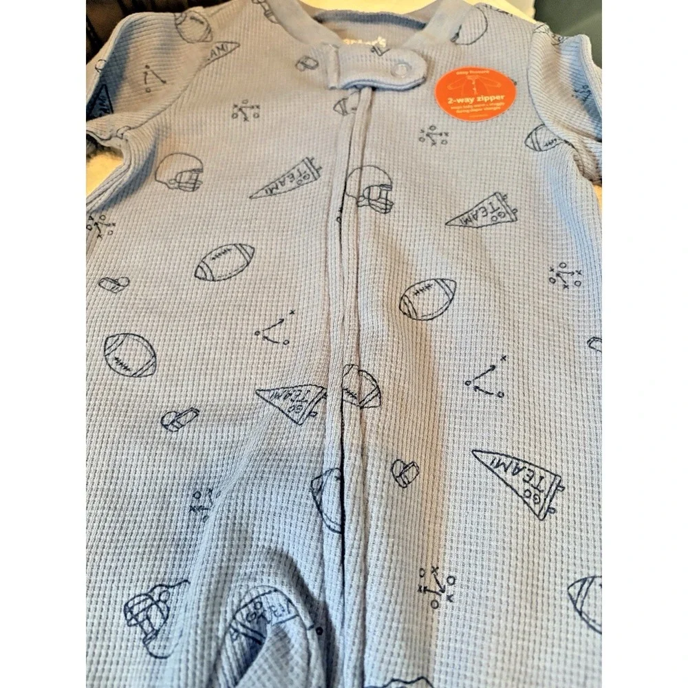 Carter's Just One You Waffle-knit Football Sleeper in Blue - 3M