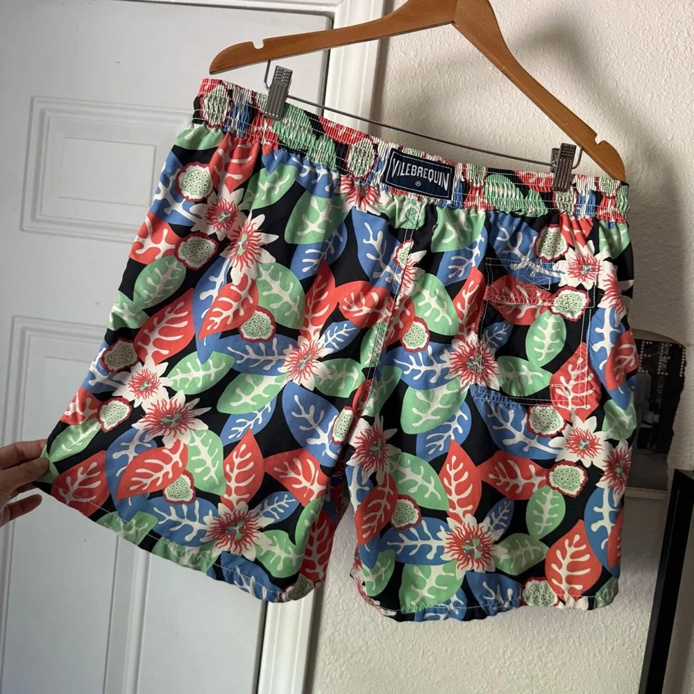 VILEBREQUIN multicolor leaf‎ floral Hawaiian tropical swim trunks shorts
