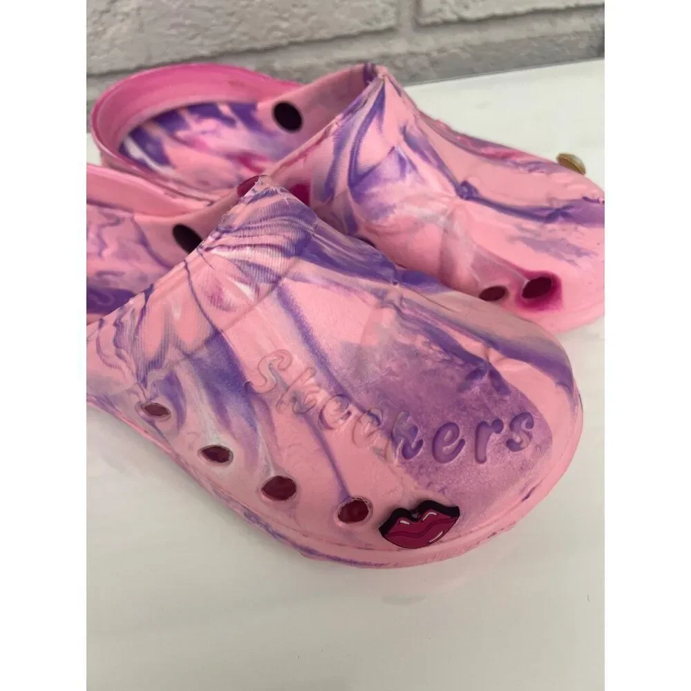 Skechers Girls Pink Tie Dye Rubber Sandals Size 5