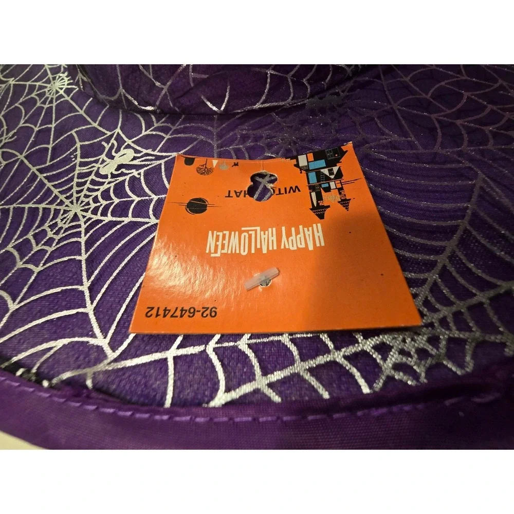 Momentum Brands Purple Silver Holographic Spiderweb Witch Hat Halloween Costume