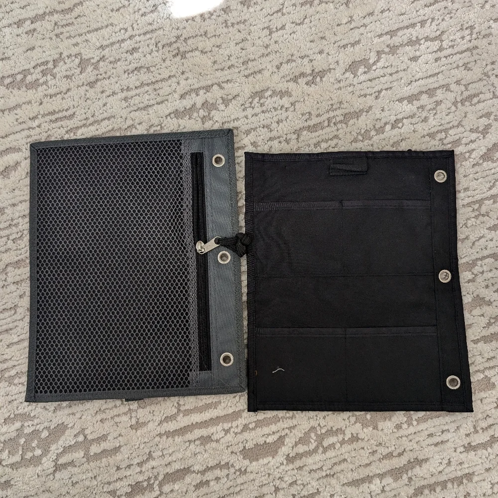 Vtg Rugged Outback 3 Ring Binder, zip pouches w covered id, Mead 5 Star Pockets