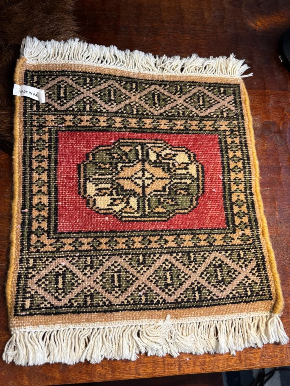 Prayer Rug Handmade Wool Knotted 14 x 11 1/2