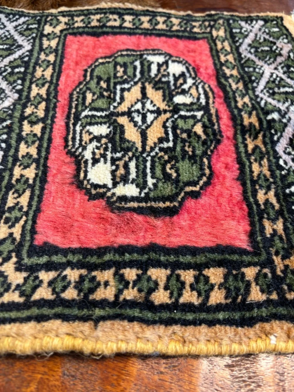 Prayer Rug Handmade Wool Knotted 14 x 11 1/2