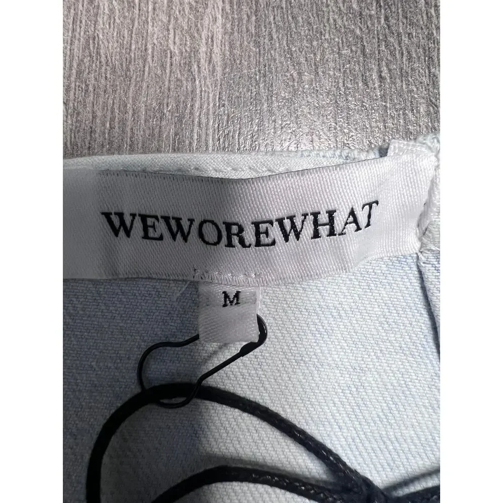 WeWoreWhat Denim Mini Skirt Women M Light Wash Belted Y2K Low Rise Bella Hadid
