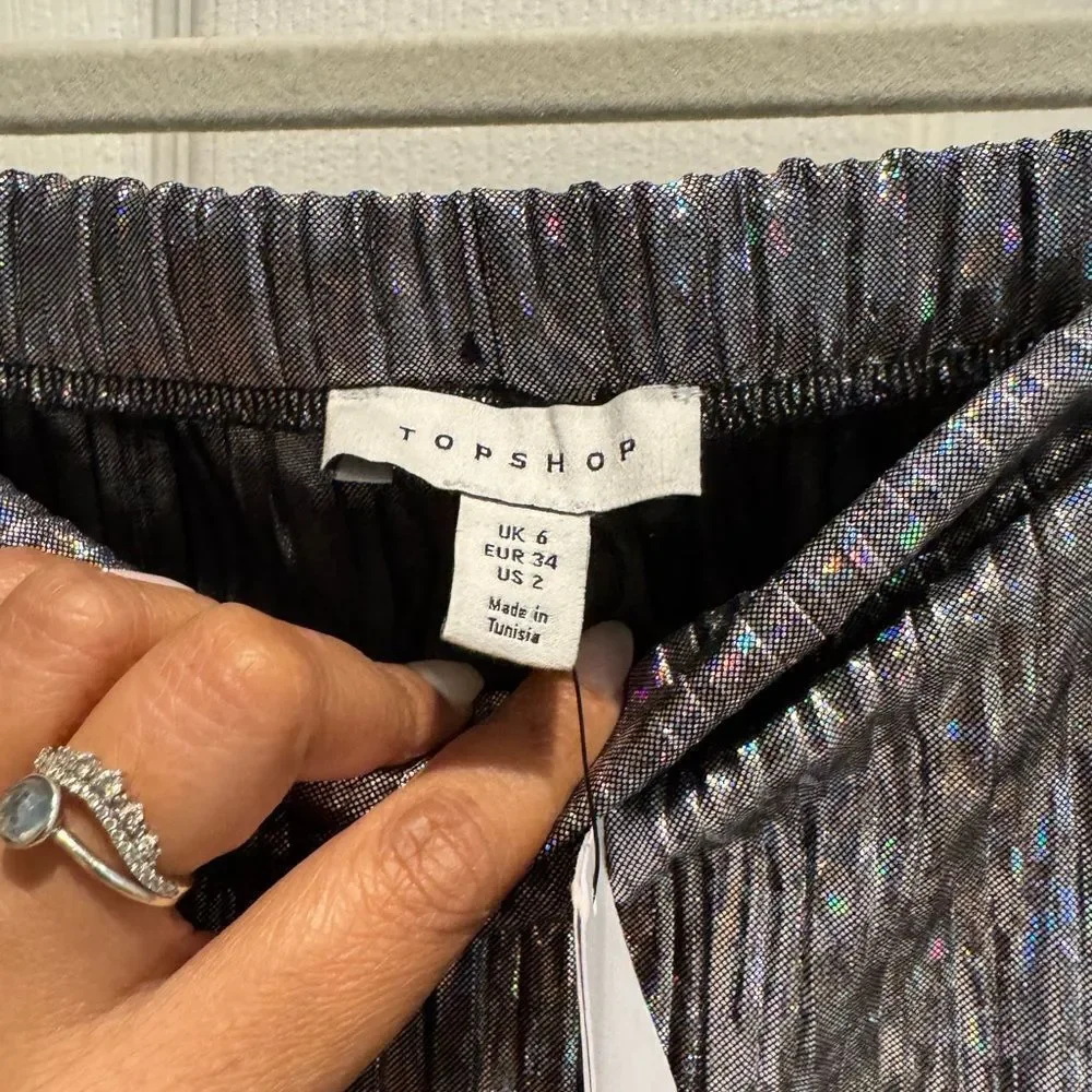Topshop iridescent pleated midi skirt US size 2