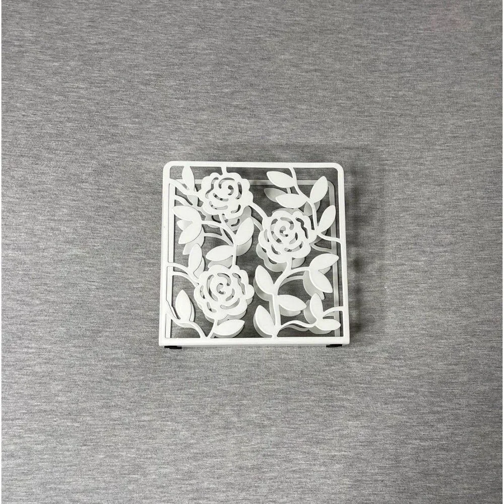 IKEA Liksidig White Floral Metal Napkin Holder