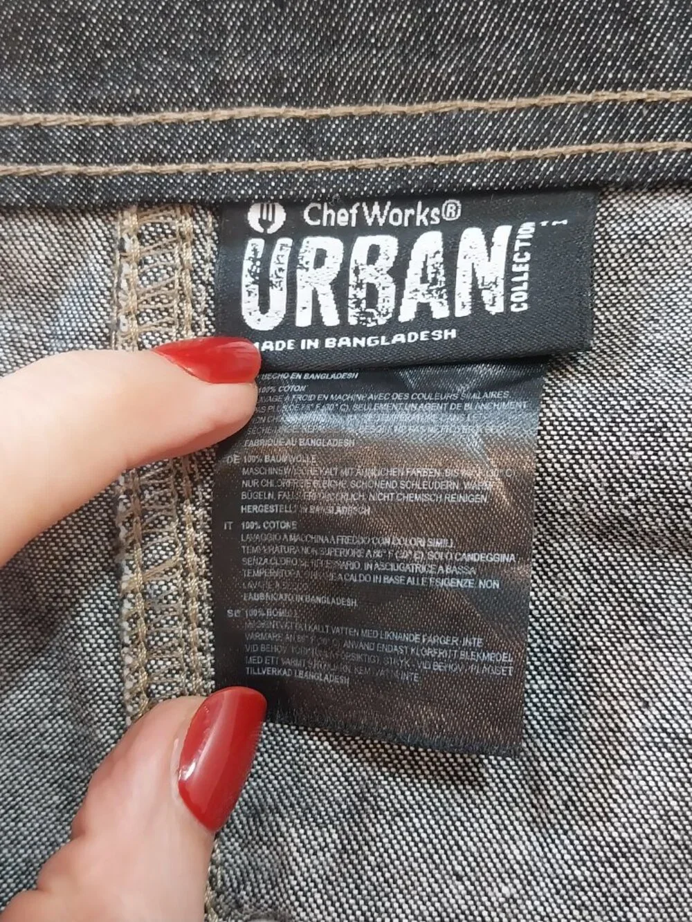 Chef Works Half Apron Black Denim Berkley Urban Collection 100% Cotton Pockets.