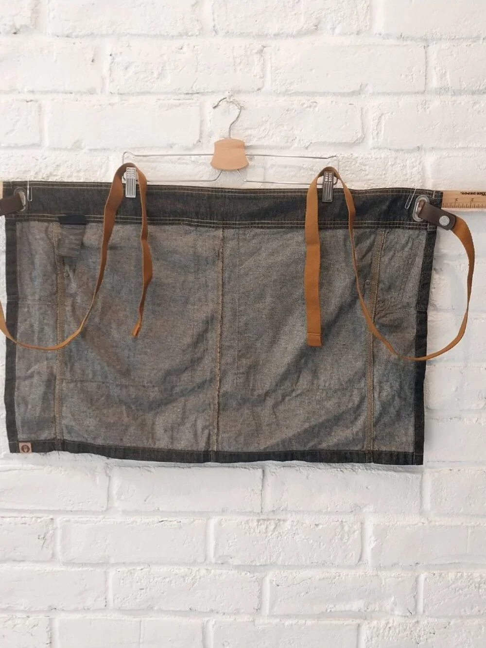 Chef Works Half Apron Black Denim Berkley Urban Collection 100% Cotton Pockets.