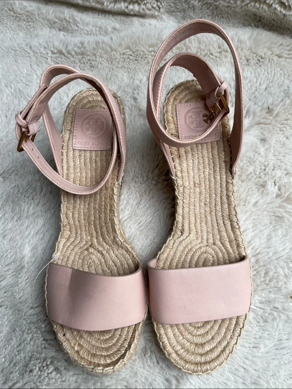 Tory Burch Bima Leather Espadrille Ankle-Strap Sandals in pink Size 9