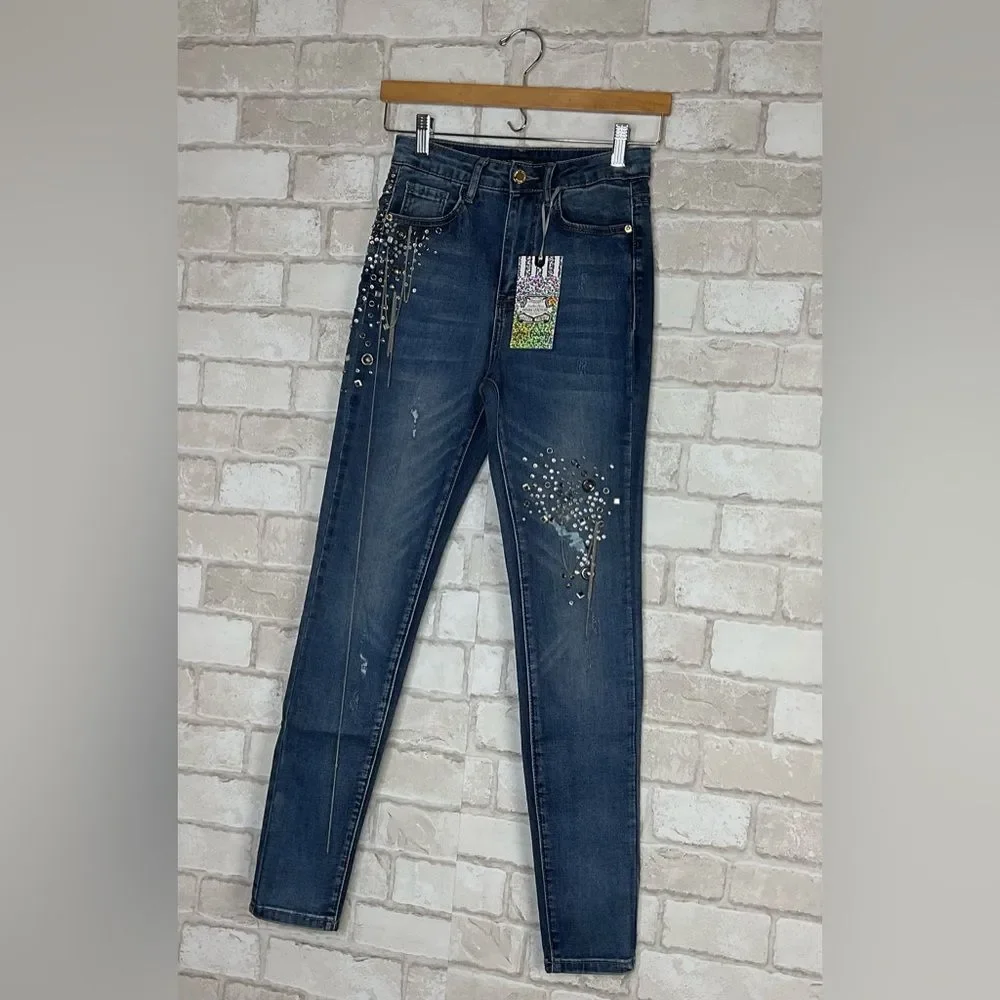 Denim Couture embellished blue